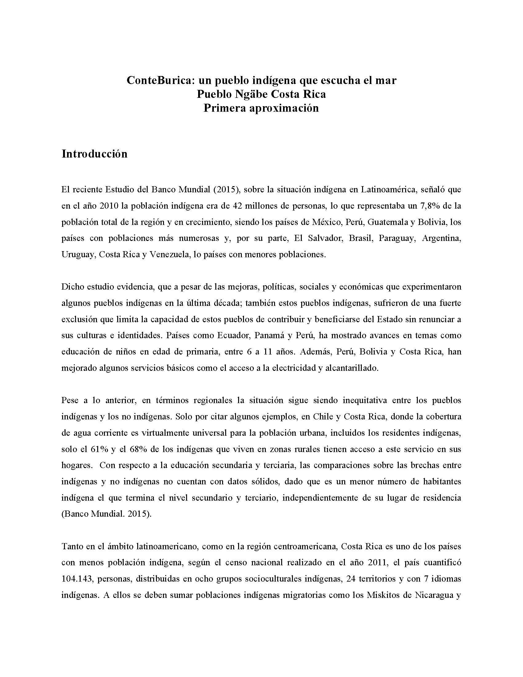ConteBurica: un pueblo indígena que escucha el mar Pueblo Ngäbe Costa Rica: Primera aproximación
