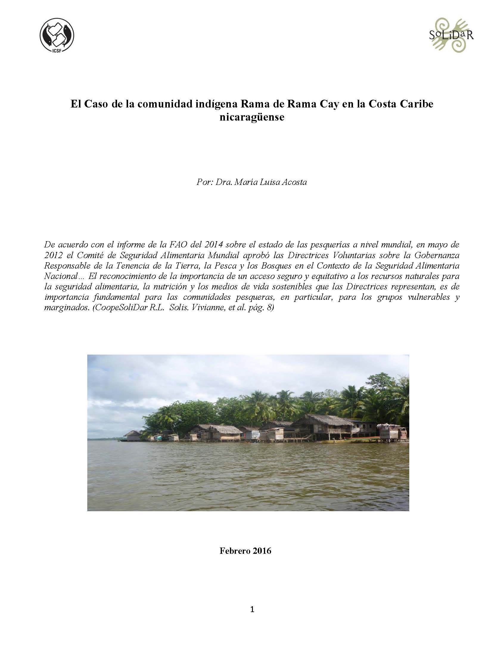 El Caso de la comunidad indígena Rama de Rama Cay en la Costa Caribe nicaragüense