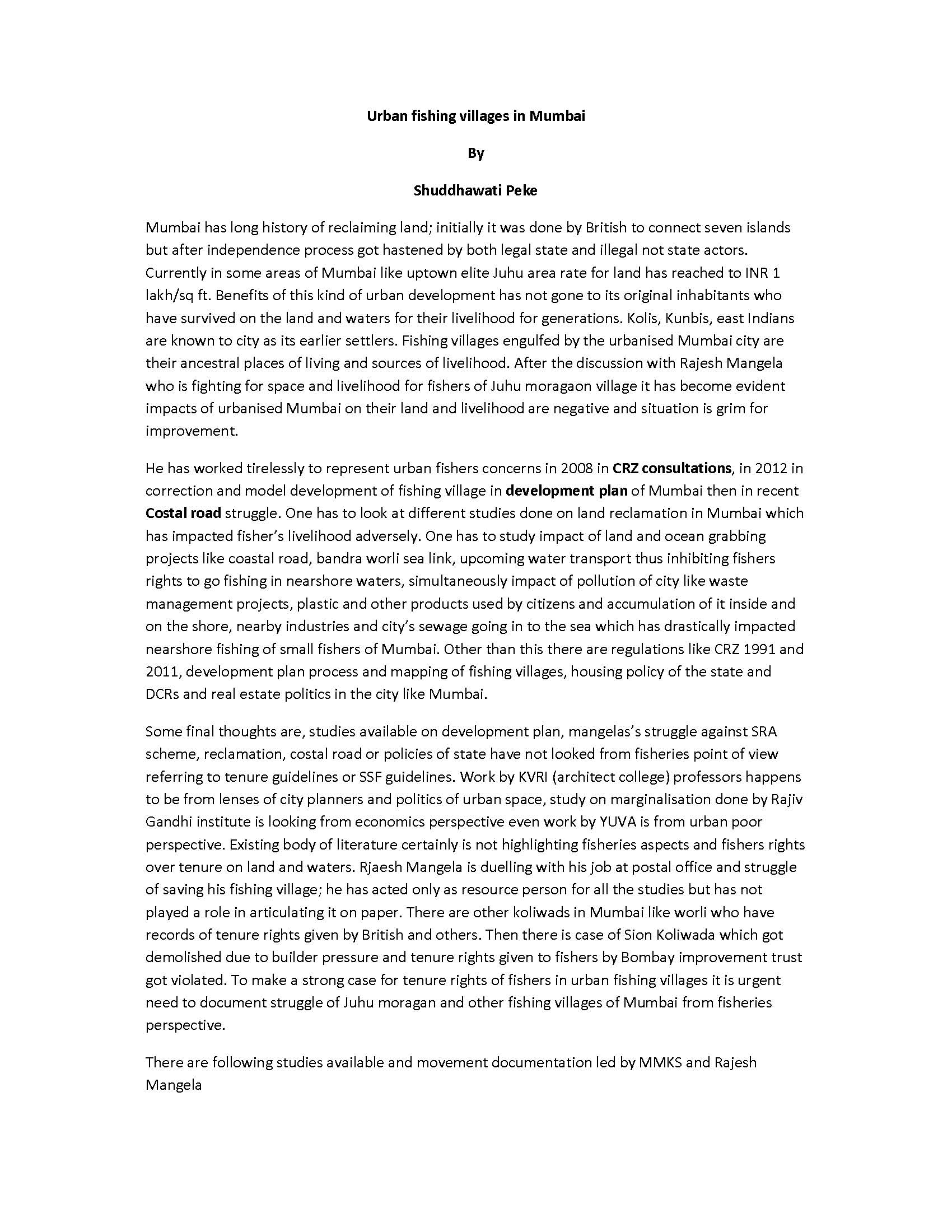 Urban fishing villages in Mumbai