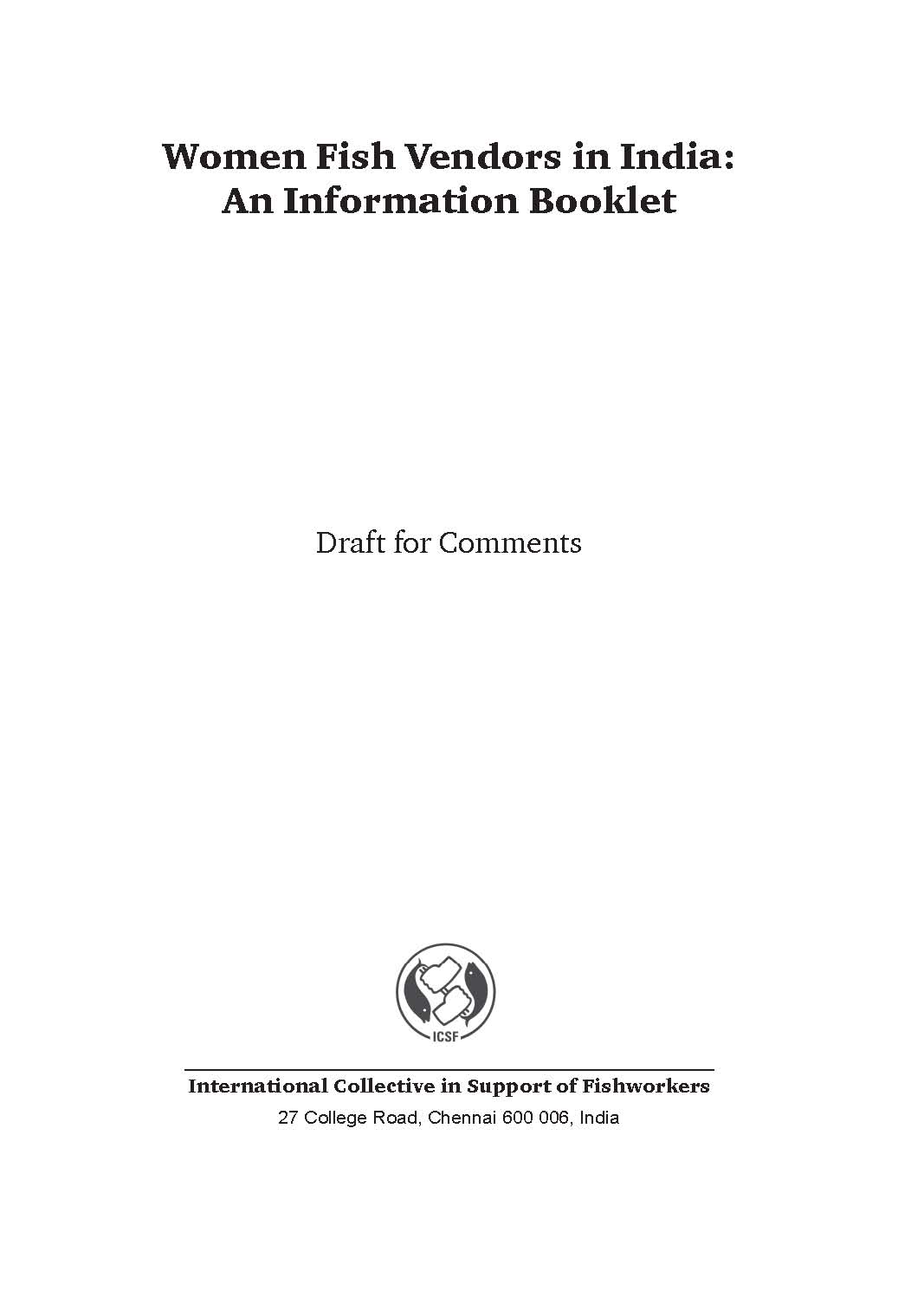 Women fish vendors in India: An information booklet