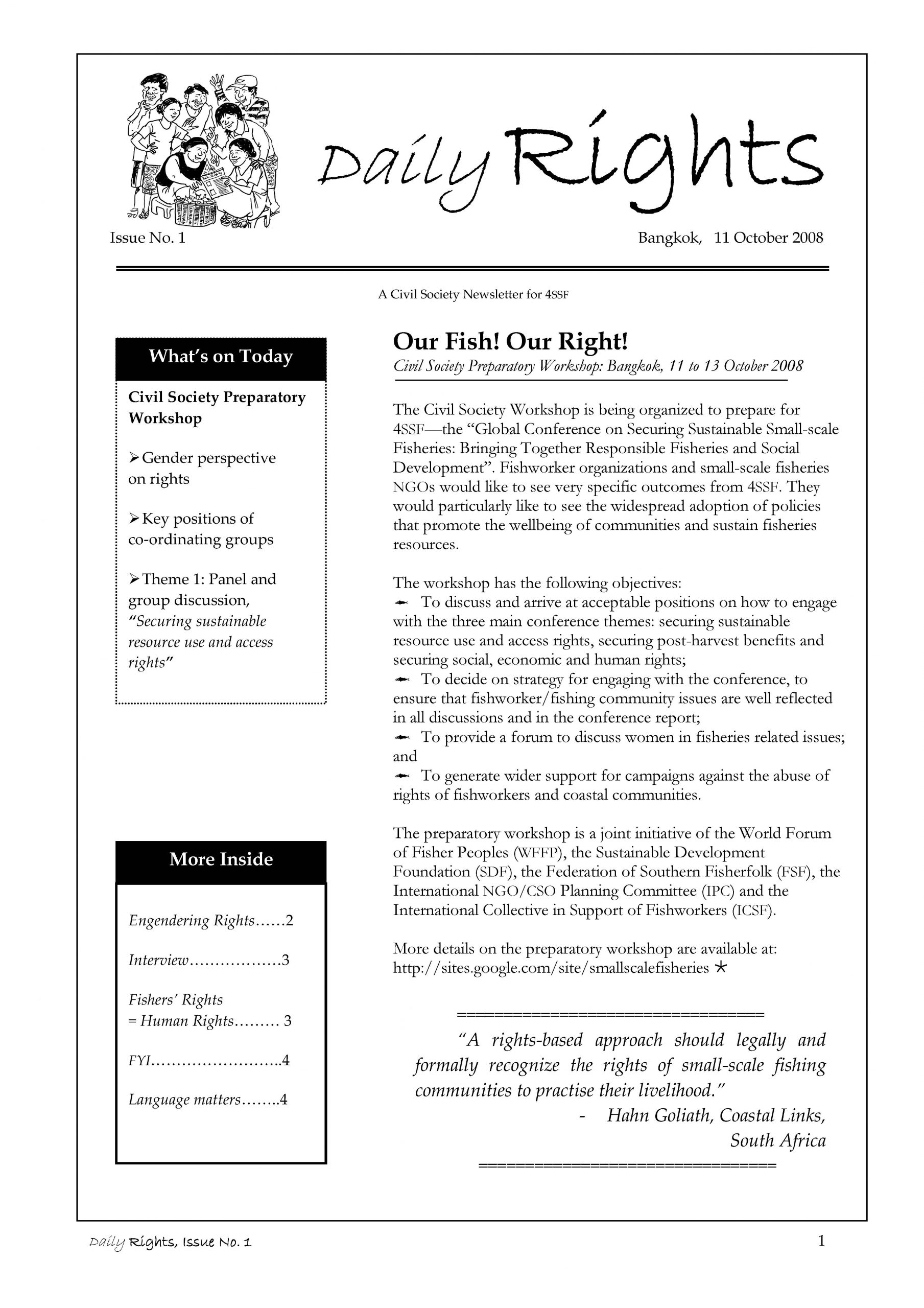 Samudra For Bangkok Workshop, Daily Rights,  October 2008